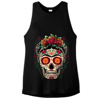 Frida Calavera Dia De Los Muertos Day Of The Dead Ladies PosiCharge Tri-Blend Wicking Tank