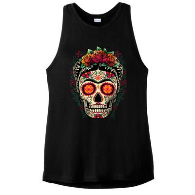 Frida Calavera Dia De Los Muertos Day Of The Dead Ladies PosiCharge Tri-Blend Wicking Tank