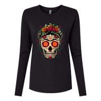 Frida Calavera Dia De Los Muertos Day Of The Dead Womens Cotton Relaxed Long Sleeve T-Shirt