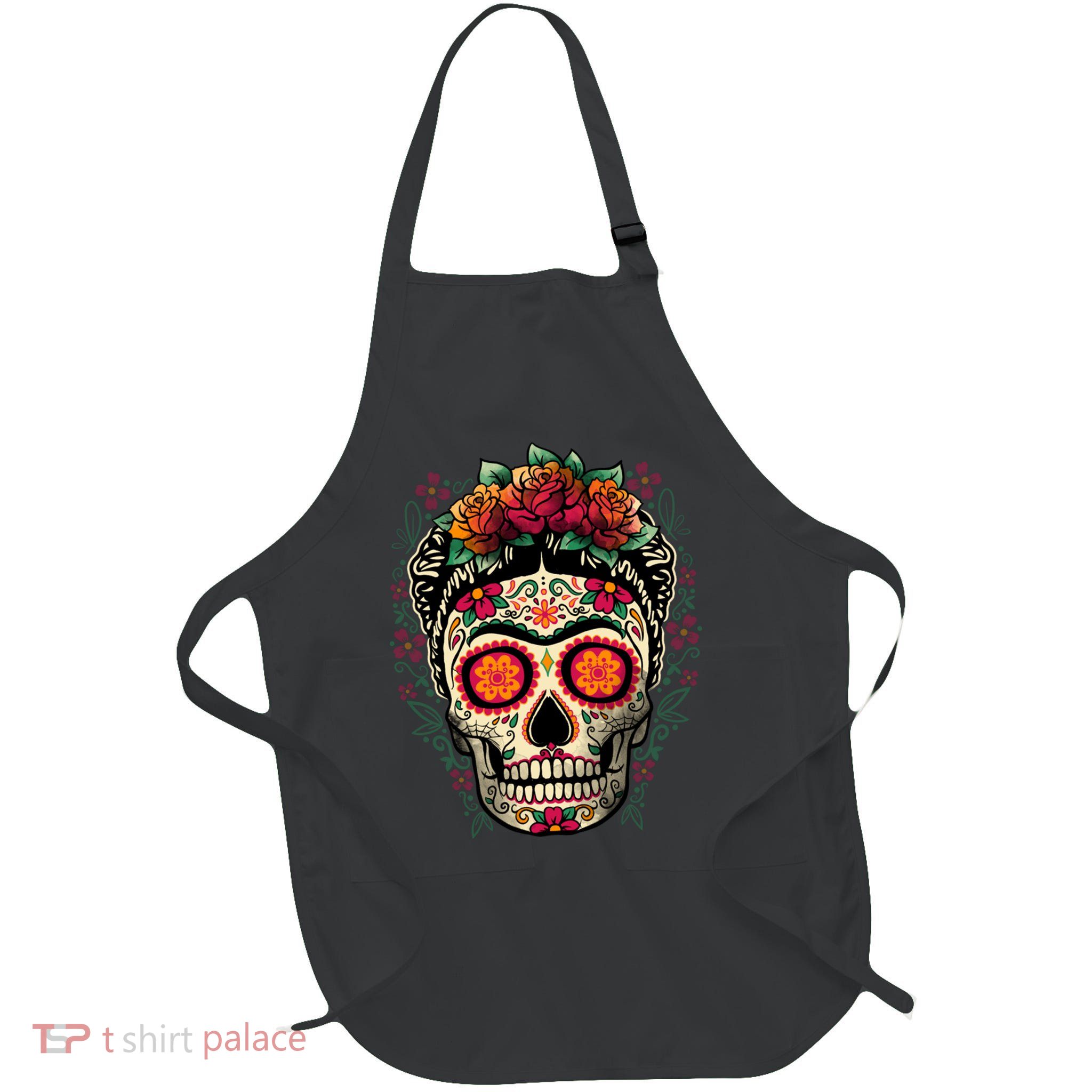 Frida Calavera Dia De Los Muertos Day Of The Dead Full-Length Apron With Pockets