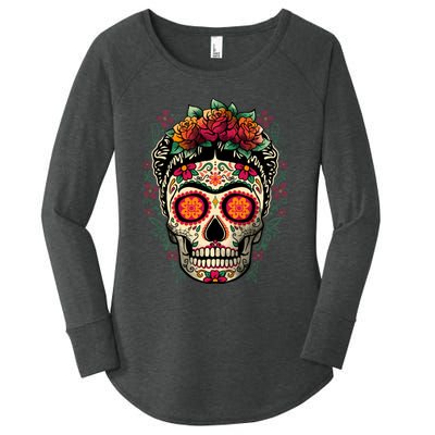 Frida Calavera Dia De Los Muertos Day Of The Dead Women's Perfect Tri Tunic Long Sleeve Shirt