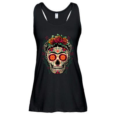 Frida Calavera Dia De Los Muertos Day Of The Dead Ladies Essential Flowy Tank