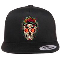 Frida Calavera Dia De Los Muertos Day Of The Dead Flat Bill Trucker Hat