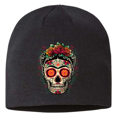 Frida Calavera Dia De Los Muertos Day Of The Dead Sustainable Beanie