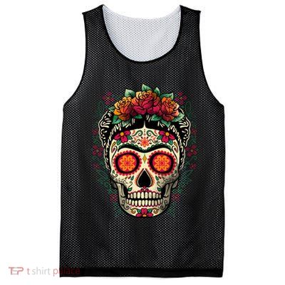 Frida Calavera Dia De Los Muertos Day Of The Dead Mesh Reversible Basketball Jersey Tank