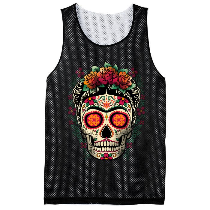 Frida Calavera Dia De Los Muertos Day Of The Dead Mesh Reversible Basketball Jersey Tank