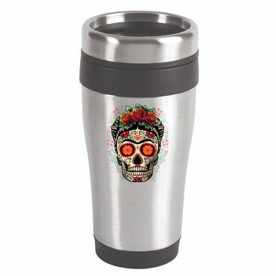 Frida Calavera Dia De Los Muertos Day Of The Dead 16oz Travel Tumbler