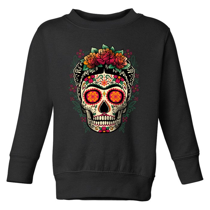 Frida Calavera Dia De Los Muertos Day Of The Dead Toddler Sweatshirt