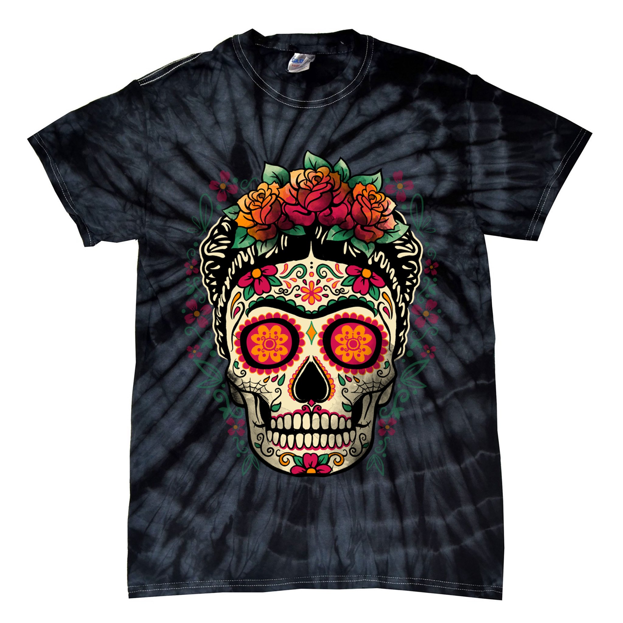 Frida Calavera Dia De Los Muertos Day Of The Dead Tie-Dye T-Shirt