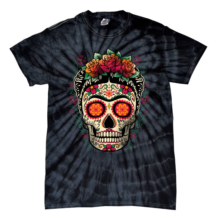 Frida Calavera Dia De Los Muertos Day Of The Dead Tie-Dye T-Shirt