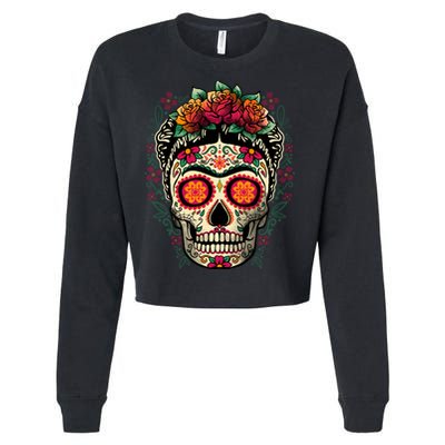 Frida Calavera Dia De Los Muertos Day Of The Dead Cropped Pullover Crew