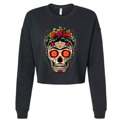 Frida Calavera Dia De Los Muertos Day Of The Dead Cropped Pullover Crew