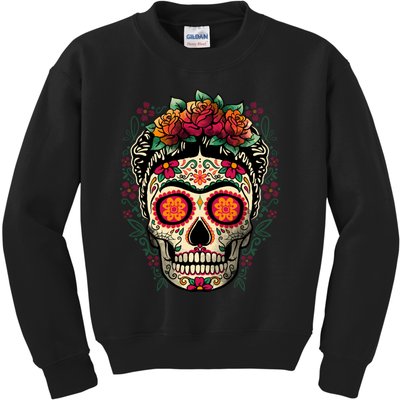 Frida Calavera Dia De Los Muertos Day Of The Dead Kids Sweatshirt