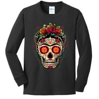 Frida Calavera Dia De Los Muertos Day Of The Dead Kids Long Sleeve Shirt