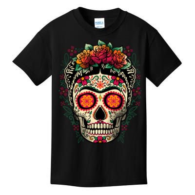 Frida Calavera Dia De Los Muertos Day Of The Dead Kids T-Shirt