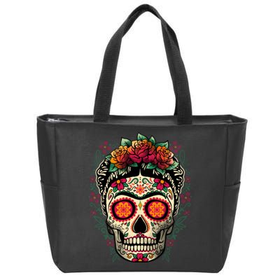 Frida Calavera Dia De Los Muertos Day Of The Dead Zip Tote Bag