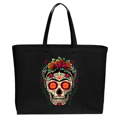 Frida Calavera Dia De Los Muertos Day Of The Dead Cotton Canvas Jumbo Tote