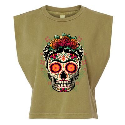 Frida Calavera Dia De Los Muertos Day Of The Dead Garment-Dyed Women's Muscle Tee