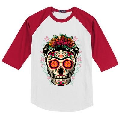 Frida Calavera Dia De Los Muertos Day Of The Dead Kids Colorblock Raglan Jersey