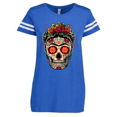 Frida Calavera Dia De Los Muertos Day Of The Dead Enza Ladies Jersey Football T-Shirt