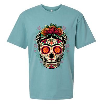 Frida Calavera Dia De Los Muertos Day Of The Dead Sueded Cloud Jersey T-Shirt