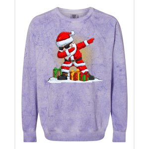 Funny Christmas Dabbing Santa Claus Colorblast Crewneck Sweatshirt