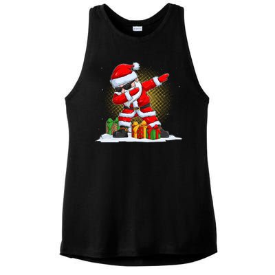 Funny Christmas Dabbing Santa Claus Ladies PosiCharge Tri-Blend Wicking Tank