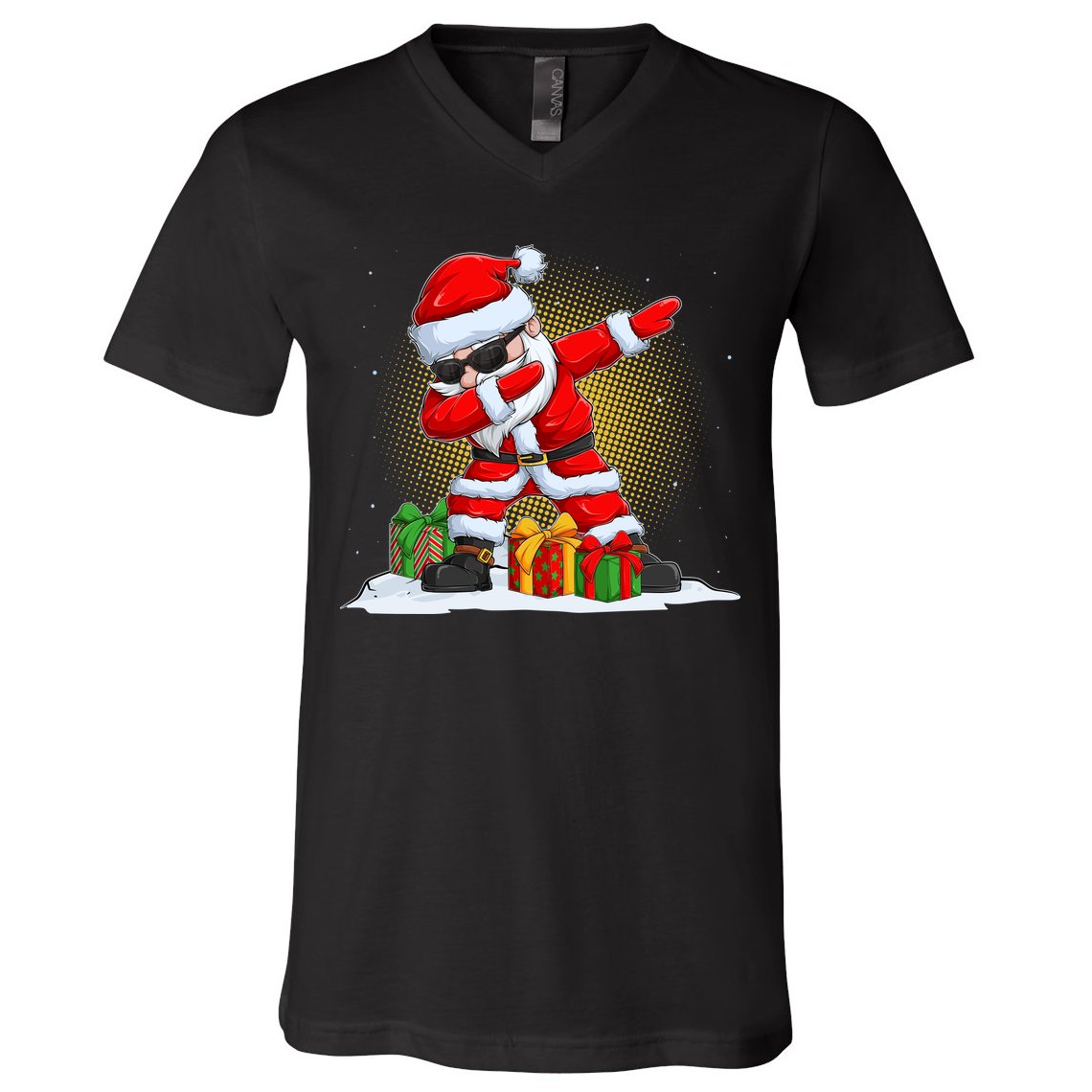 Funny Christmas Dabbing Santa Claus V-Neck T-Shirt
