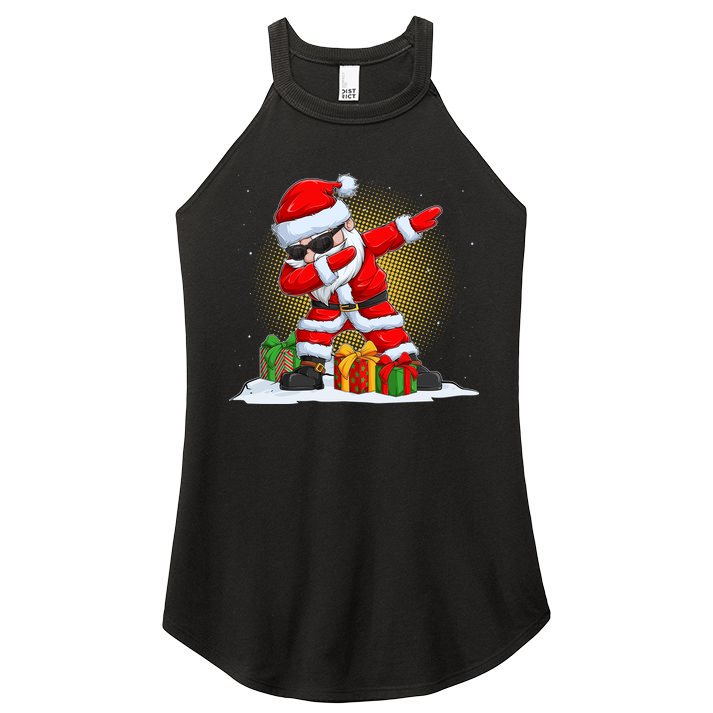 Funny Christmas Dabbing Santa Claus Women's Perfect Tri Rocker Tank