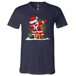 Funny Christmas Dabbing Santa Claus V-Neck T-Shirt