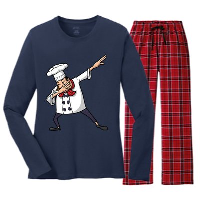 Funny Chef Design For Men Women Cook Hiphop Dabbing Dance Women's Long Sleeve Flannel Pajama Set 