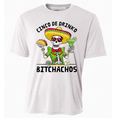 Funny Cinco De Drinko Bitchachos Mexican Fiesta Drinking Cooling Performance Crew T-Shirt