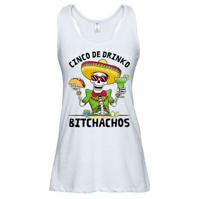 Funny Cinco De Drinko Bitchachos Mexican Fiesta Drinking Ladies Essential Flowy Tank