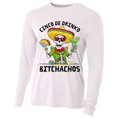 Funny Cinco De Drinko Bitchachos Mexican Fiesta Drinking Cooling Performance Long Sleeve Crew