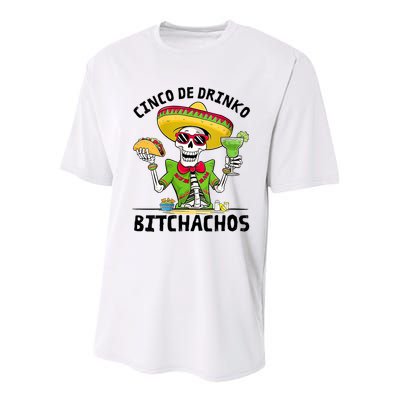 Funny Cinco De Drinko Bitchachos Mexican Fiesta Drinking Youth Performance Sprint T-Shirt