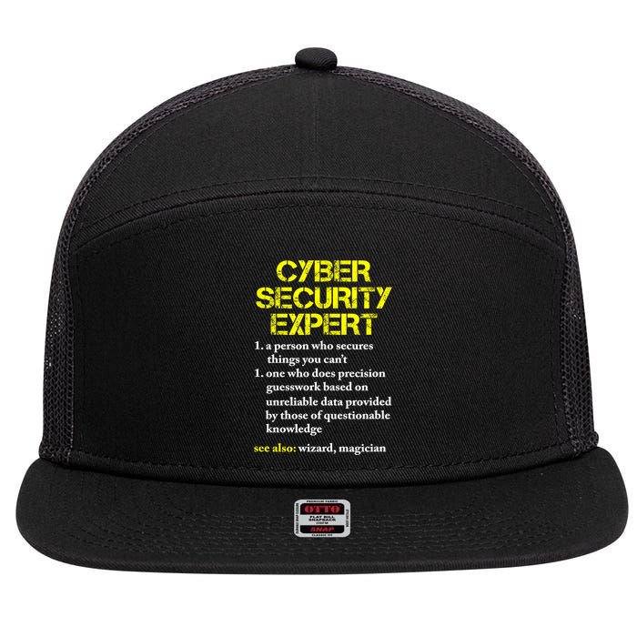 Funny Cybersecurity Definition Expert Computer Engineer TShirt 7 Panel Mesh Trucker Snapback Hat
