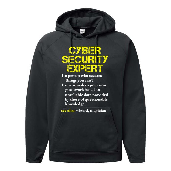 Funny Cybersecurity Definition Expert Computer Engineer TShirt Performance Fleece Hoodie