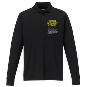 Funny Cybersecurity Definition Expert Computer Engineer TShirt Performance Long Sleeve Polo