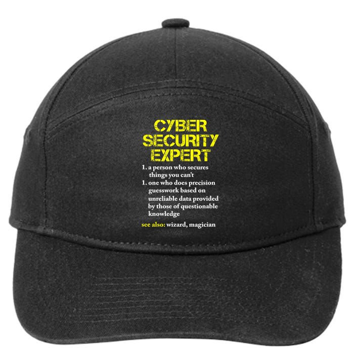 Funny Cybersecurity Definition Expert Computer Engineer TShirt 7-Panel Snapback Hat