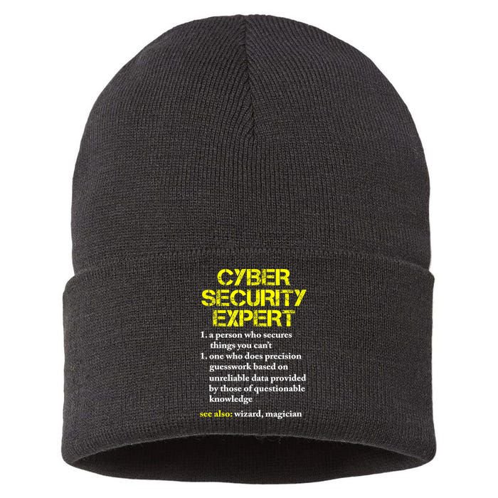 Funny Cybersecurity Definition Expert Computer Engineer TShirt Sustainable Knit Beanie