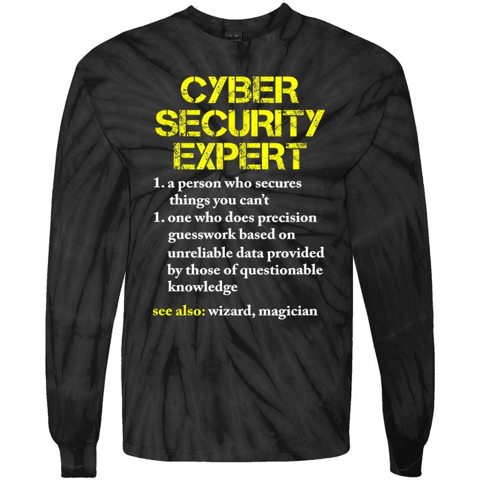 Funny Cybersecurity Definition Expert Computer Engineer TShirt Tie-Dye Long Sleeve Shirt