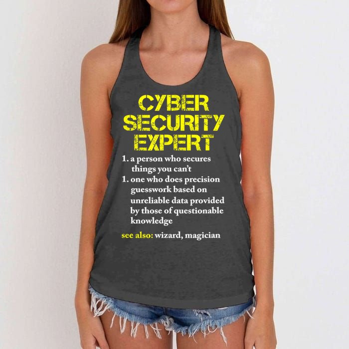 Funny Cybersecurity Definition Expert Computer Engineer TShirt Women's Knotted Racerback Tank