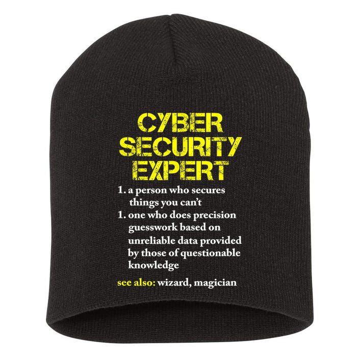 Funny Cybersecurity Definition Expert Computer Engineer TShirt Short Acrylic Beanie
