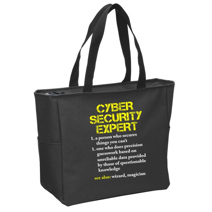Funny Cybersecurity Definition Expert Computer Engineer TShirt Zip Tote Bag