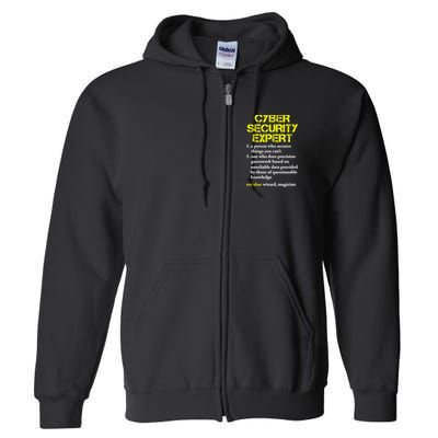 Funny Cybersecurity Definition Expert Computer Engineer TShirt Full Zip Hoodie