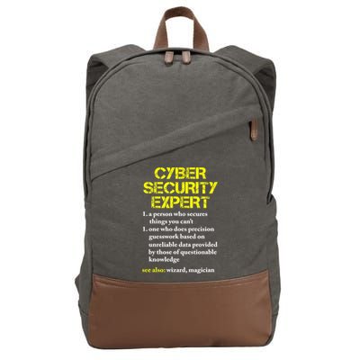 Funny Cybersecurity Definition Expert Computer Engineer TShirt Cotton Canvas Backpack