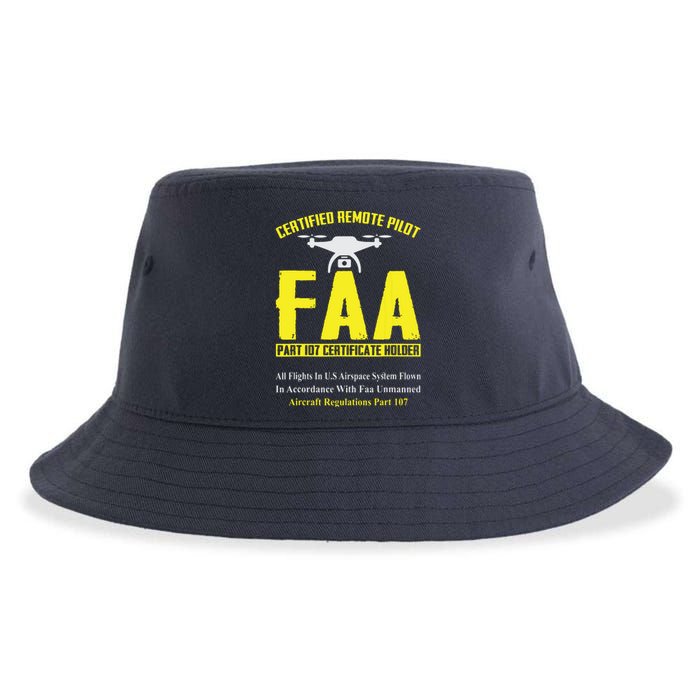 FAA Certified Drone Pilot Funny Remote Pilots Drone Life Sustainable Bucket Hat