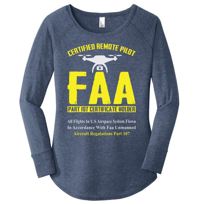 FAA Certified Drone Pilot Funny Remote Pilots Drone Life Women's Perfect Tri Tunic Long Sleeve Shirt