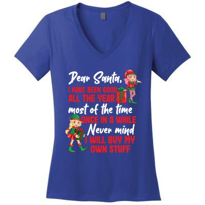 Funny Christmas Dear Santa I Will Buy My Own Stuff Gift Women's V-Neck T-Shirt