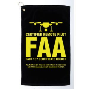 FAA Certified Drone Pilot Funny Remote Pilots Platinum Collection Golf Towel